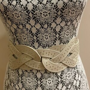 Worm 1X - Bebe Wide Woven Leather Belt Size Small 3.5" wide